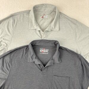 LOT OF 2: MARINE LAYER Mens 'Air Polo' Shirt Size 2XL Gray Performance Stretch